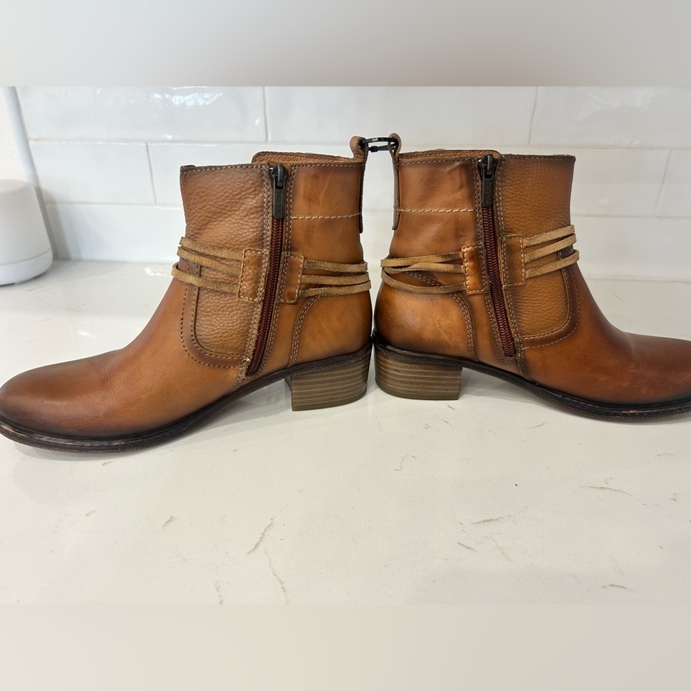 Pikolinos Zaragoza leather cognac fringe bootie sz.38 Boho hippie luxury classic - Picture 6 of 6
